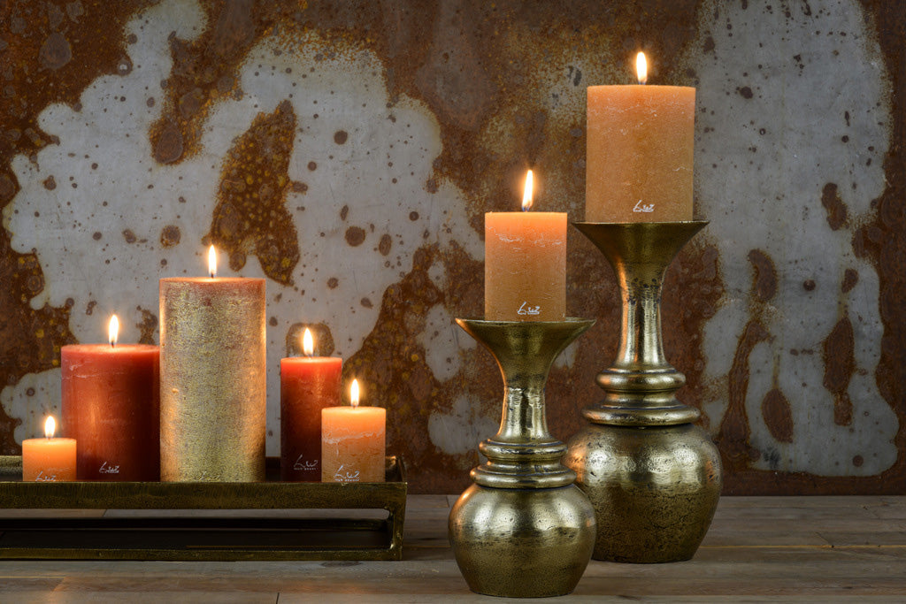 Flesvormige vaas/kandelaar 'Antique brass'